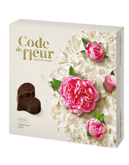 Падарункавы набор шакаладных цукерак «Code de fleur» півоня