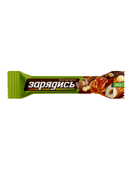 «Батончик ЗАРЯДИСЬ» с фундуком и воздушным рисом в молочном шоколаде, 35г