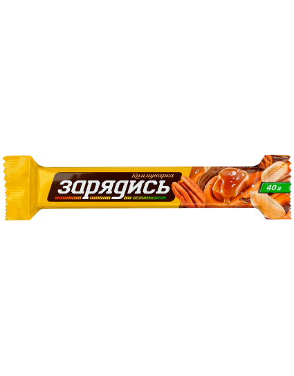 Батончик «ЗАРЯДИСЬ» с арахисом и пеканом в молочном шоколаде 