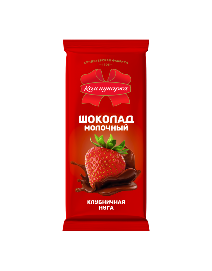 Шоколад  молочный с клубничной нугой