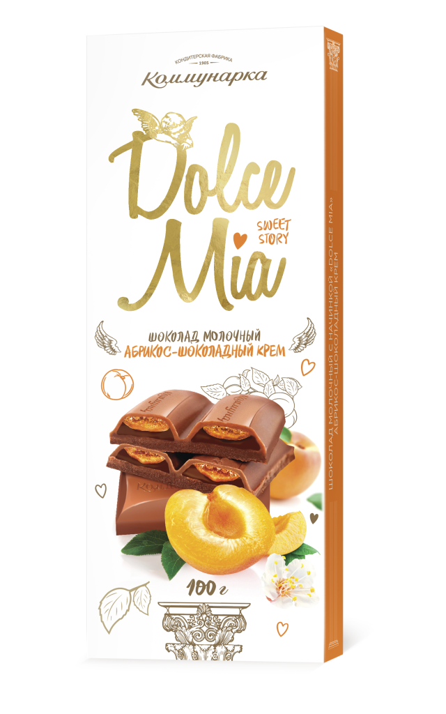 Шоколад молочный Dolce Mia абрикос-шоколадный крем 100 г.png